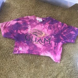 Cropped, worn, bleached GUAM tee